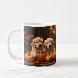 Golden Retriever Welpe Herbstfreude Kürbis Kaffeetasse