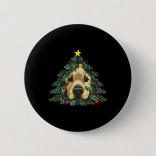 Golden-Retriever-Welpe im Weihnachtsbaum Button