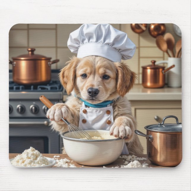 Golden Retriever Welpe Koch Mousepad (Vorne)