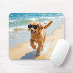 Golden Retriever-Welpe läuft am Strand Mousepad
