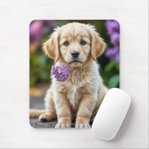 Golden Retriever-Welpe mit Flieder Mousepad