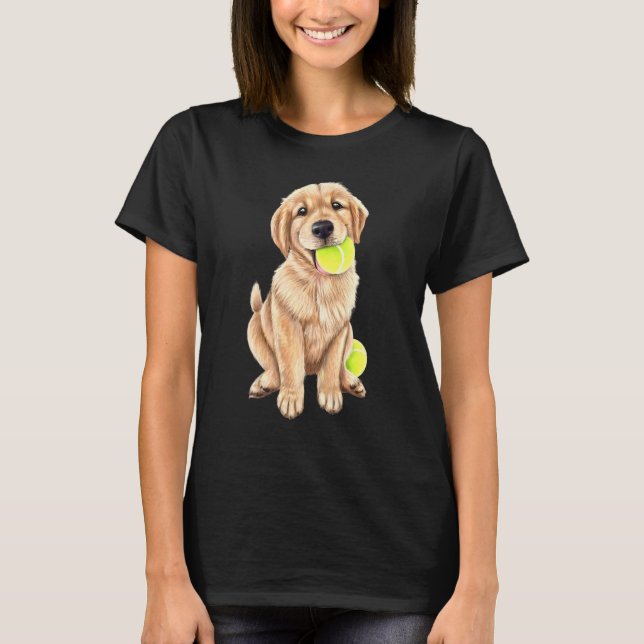 Golden Retriever Welpe mit Tennisball T-Shirt (Vorderseite)