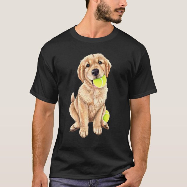 Golden Retriever Welpe mit Tennisball T-Shirt (Vorderseite)