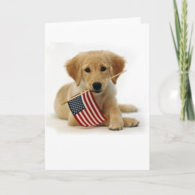 Golden retriever-Welpe und Flagge Karte (Vorderseite)