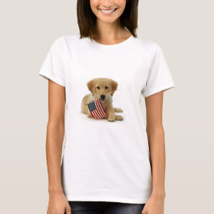 Golden retriever-Welpe und Flagge T-Shirt