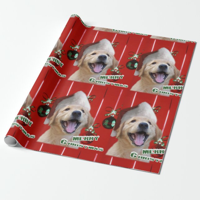 Golden Retriever Welpe Weihnachten Geschenkpapier (Ungerollt)