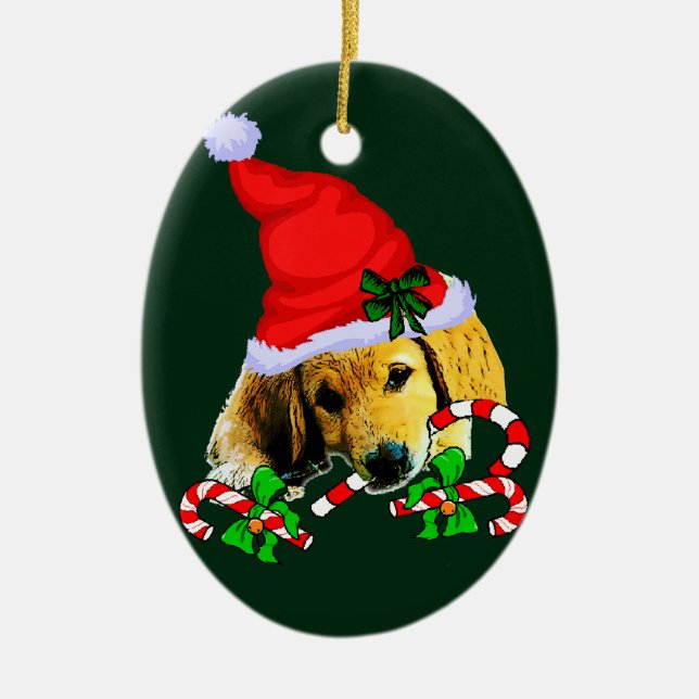 Golden Retriever Welpe Weihnachten Keramik Ornament (Vorne)