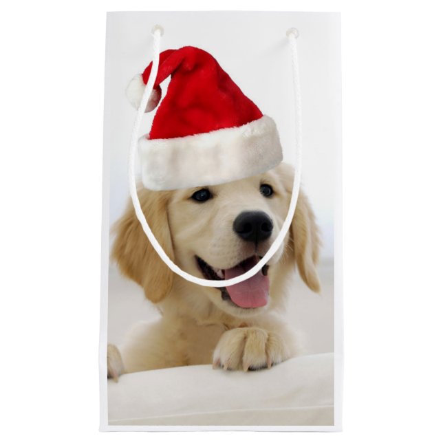 Golden Retriever Welpe Weihnachten Kleine Geschenktüte (Vorderseite)