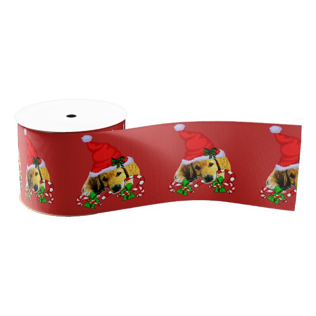 Golden Retriever Welpe Weihnachten Ripsband (Spule)