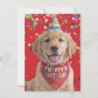 Golden Retriever Welpe wünscht alles Gute zum Gebu Feiertagskarte