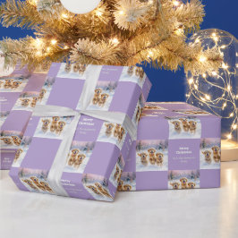 Golden Retriever Welpen im Schnee Flieder Weihnach Geschenkpapier