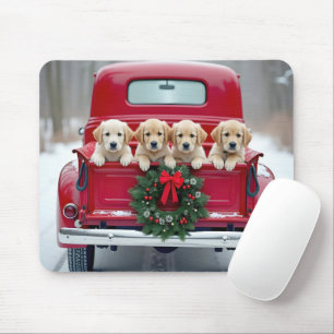 Golden Retriever Welpen im Weihnachtsverkehr Mousepad