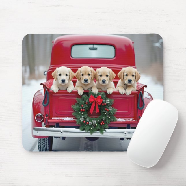 Golden Retriever Welpen im Weihnachtsverkehr Mousepad (Mit Mouse)