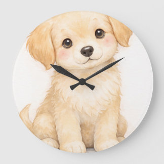 Golden Retriever Welpen-Kinderzimmer Wanddekoratio Große Wanduhr