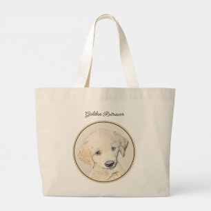 Golden Retriever Welpen Malerei Original Hunde Kun Jumbo Stoffbeutel