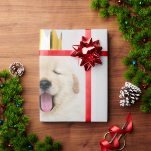 Golden Retriever Welpen mit Krone Geschenkpapier
