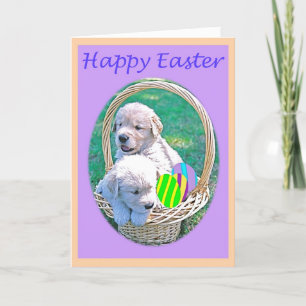 Golden retriever-Welpen-Ostern-Korb Feiertagskarte