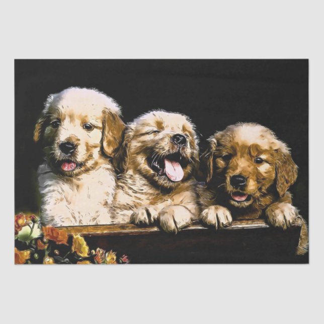 Golden Retriever Welpen Seidenpapier (Vorderseite)