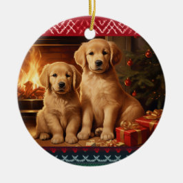 Golden Retriever Welpen Weihnachten Keramik Ornament