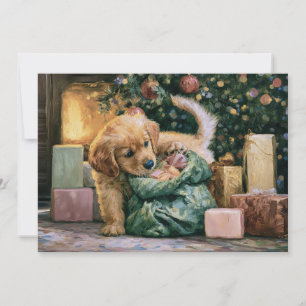 Golden Retriever Welpen-Weihnachtsbaum Feiertagskarte