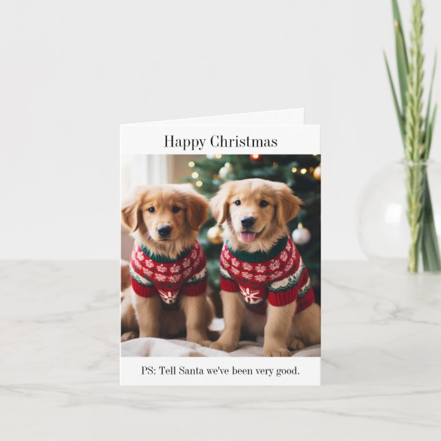 Golden Retriever Welpen Weihnachtskarte Karte (Vorderseite)