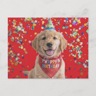 Golden Retriever Welpen wünscht alles Gute zum Geb Postkarte