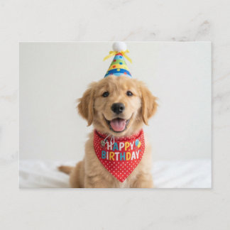 Golden Retriever Welpen wünscht alles Gute zum Geb Postkarte