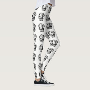 Golden Retriever Welpenportrait in Schwarz-Weiß Leggings