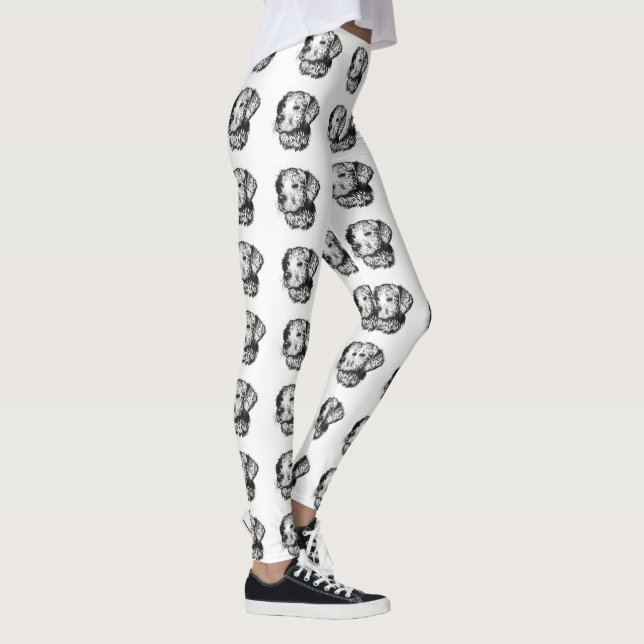 Golden Retriever Welpenportrait in Schwarz-Weiß Leggings (Rechts)