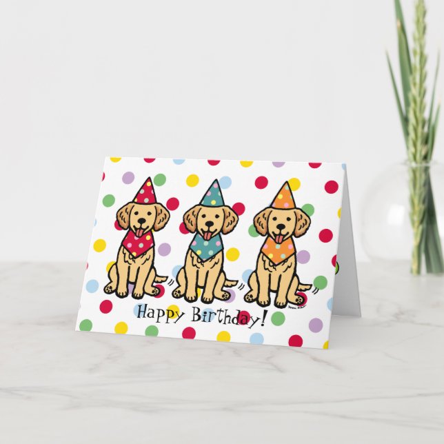 Golden Retriever Welppies Geburtstag Karte (Vorderseite)