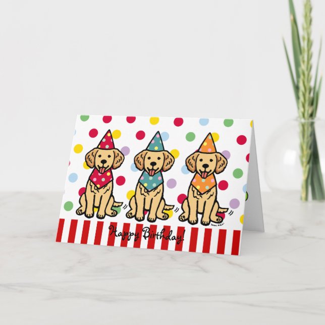 Golden Retriever Welppies Geburtstag Karte (Vorderseite)