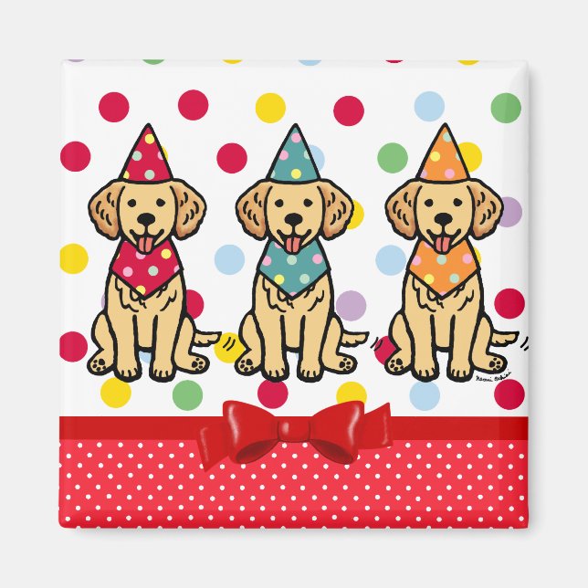 Golden Retriever Welppies Geburtstag Magnet (Vorne)