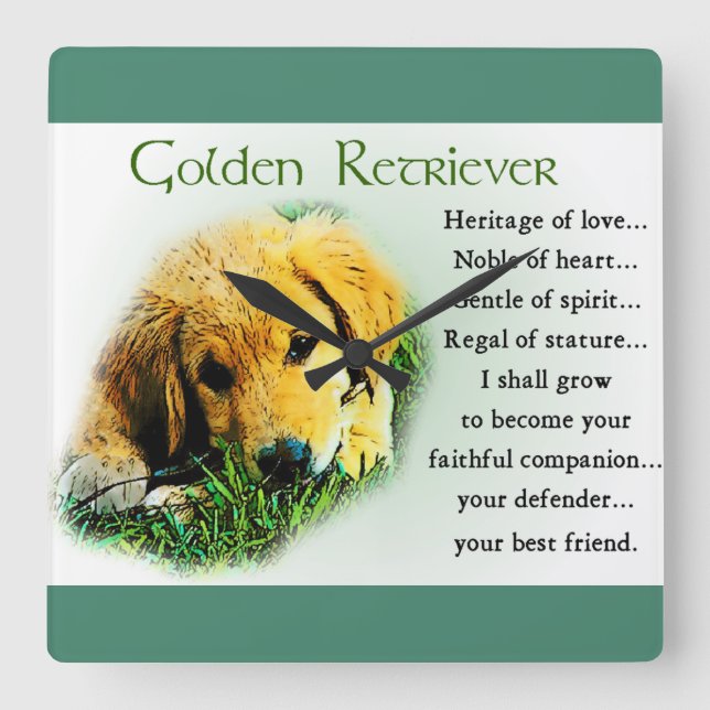 Golden Retriever Welppy Heritage Geschenke Quadratische Wanduhr (Vorderseite)