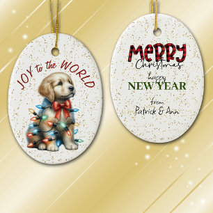Golden Retriever Welppy Joppy to World Holiday Keramik Ornament