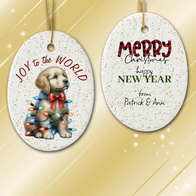 Golden Retriever Welppy Joppy to World Holiday Keramik Ornament (Von Creator hochgeladen)