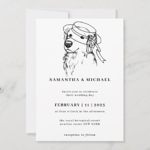 Golden Retriever White Clear Braut Hut Einladung