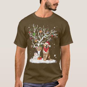 Golden Retriever Winter Snow Tree Dog Weihnachten T-Shirt