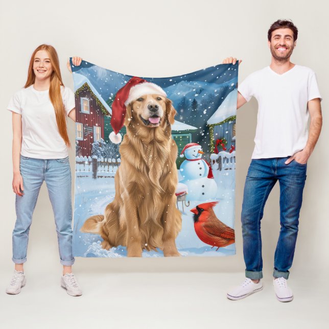 Golden Retriever Winter Wunderland Weihnachtsfreud Fleecedecke (Beispiel)