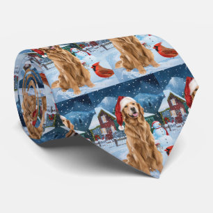 Golden Retriever Winter Wunderland Weihnachtsfreud Krawatte