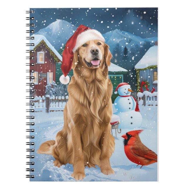 Golden Retriever Winter Wunderland Weihnachtsfreud Notizblock (Vorderseite)