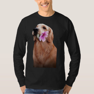 Golden Retriever With Flower T-Shirt