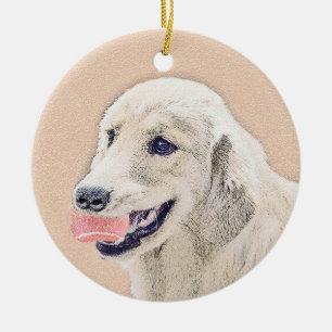 Golden Retriever with Tennis Ball Painting Dog Art Keramik Ornament