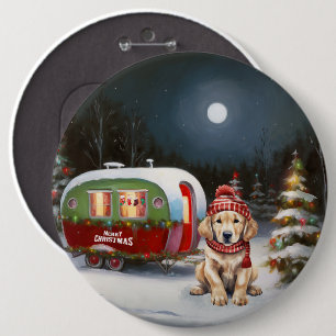 Golden Retriever Wohnwagen Weihnachtsabenteuer Button