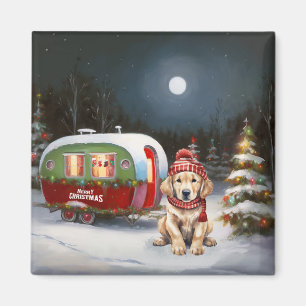 Golden Retriever Wohnwagen Weihnachtsabenteuer Magnet