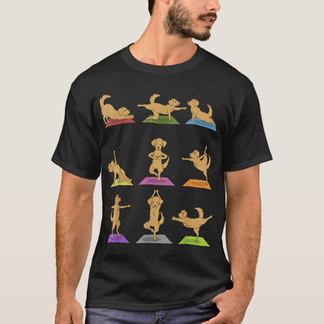 Golden Retriever Yoga Hunde in Yoga Posen T-Shirt (Vorderseite)