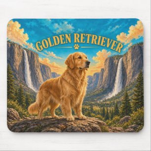Golden Retriever, Yosemite Valley Vintage Hundekun Mousepad