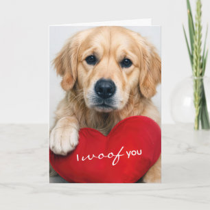 Golden Retriever zum Geburtstag mit rotem Herz-Kis Karte