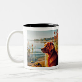 Golden Retriever Zwei-Tone-Kaffee-Tasse Zweifarbige Tasse