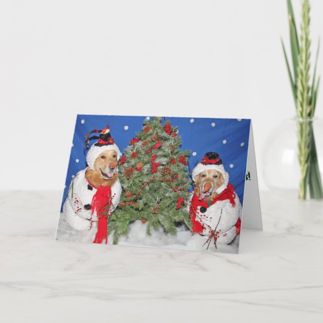 Golden Retrievers als Snowmen Weihnachten (Vorderseite)