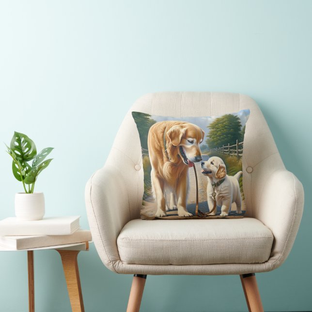 Golden Retrievers an der Leine Kissen (Stuhl )